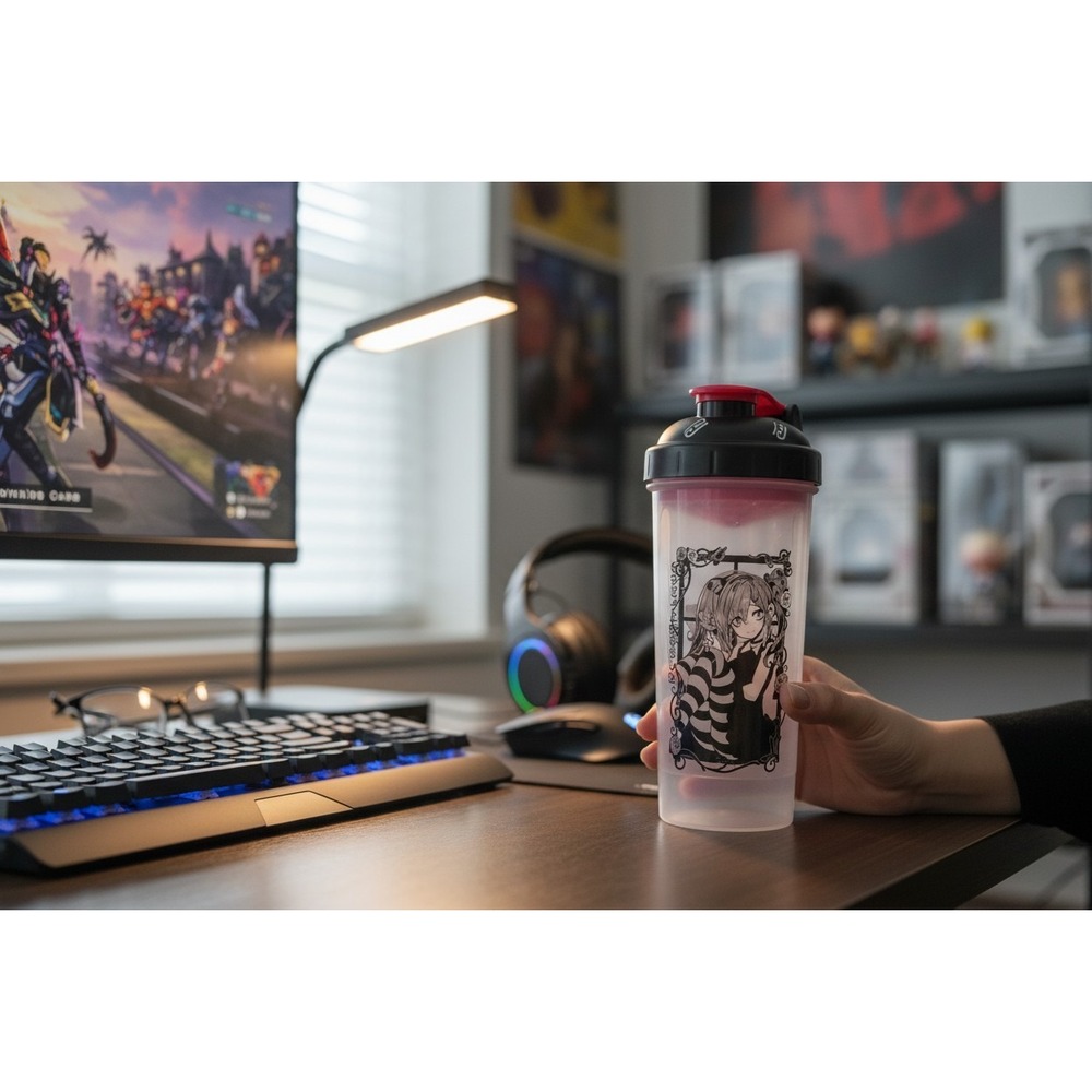 GamerSupps Waifu Cup Shaker w/Decal Pink Black Brand New Fixed Me Limited Ed